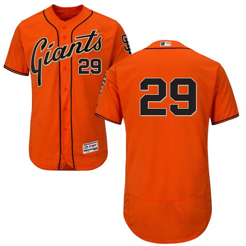 Giants #29 Jeff Samardzija Orange Flexbase Authentic Collection Stitched MLB Jersey - Click Image to Close